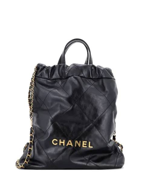 CHANEL Pre-Owned 22 Chain Quilted Calfskin Medium backpack Black HQMY58H9MYSSJMAQ