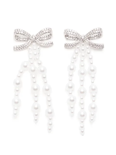 Self-Portrait bow-embellishment earrings Silver SS26635EP