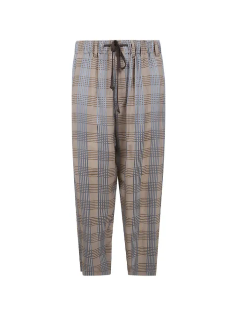 Uma Wang plaid drawstring trousers Neutrals UM3510