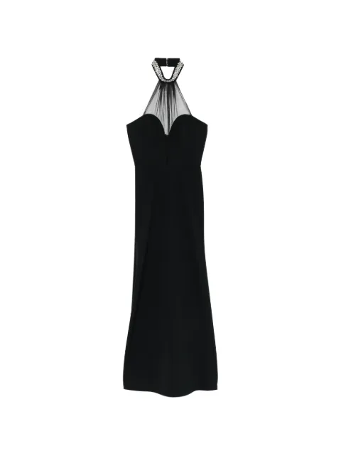 ALESSANDRO LEGORA embellished mesh-panel maxi dress Black AT119