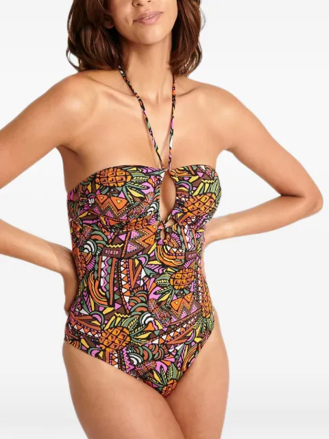 BANANA MOON abstract-print swimsuit Black NIPONOTRIBAL