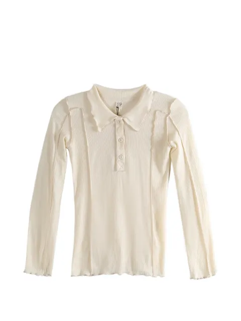 Baserange Omato ruffled polo shirt Neutrals TTOMPLCRSU26