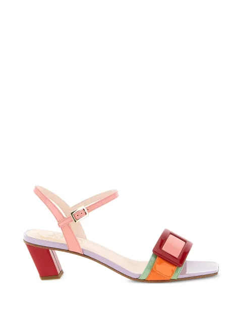 Roger Vivier Belle Vivier square-toe buckle leather sandals Purple RVW82045000D1P