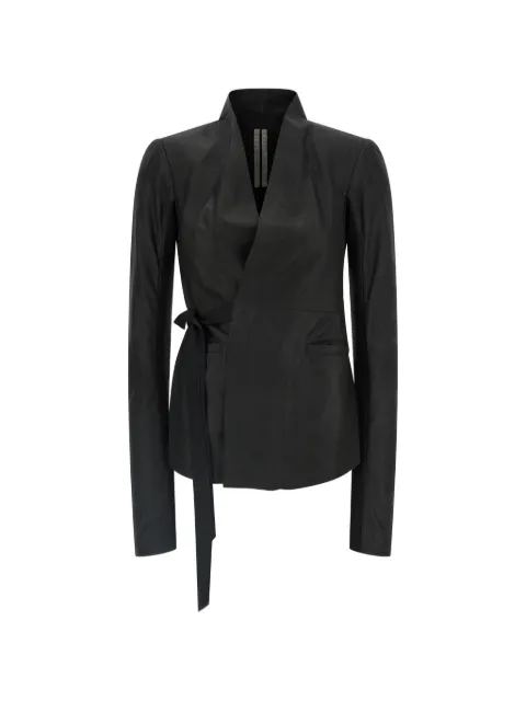 Rick Owens Hollywood V-neck leather jacket Black RP01F6749LBF