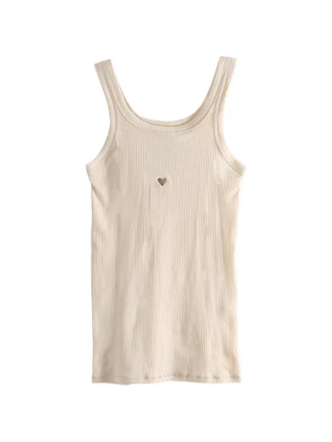 Baserange heart-detail ribbed tank top Neutrals TTHTKCRSU26