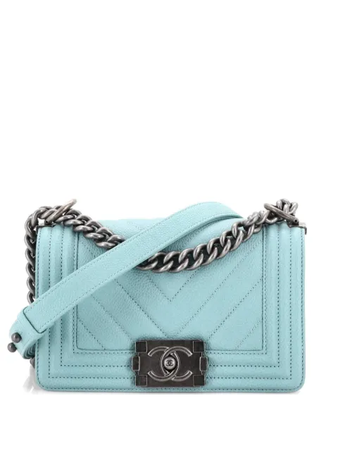 CHANEL Pre-Owned Boy Flap Bag Chevron Caviar Small crossbody bag Blue CIIGFP6DQD8SHQ70