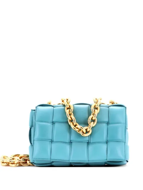 Bottega Veneta Pre-Owned Cassette Chain Padded Maxi Intrecciato Leather crossbody bag Blue IWXCAOZ031UDUQC6