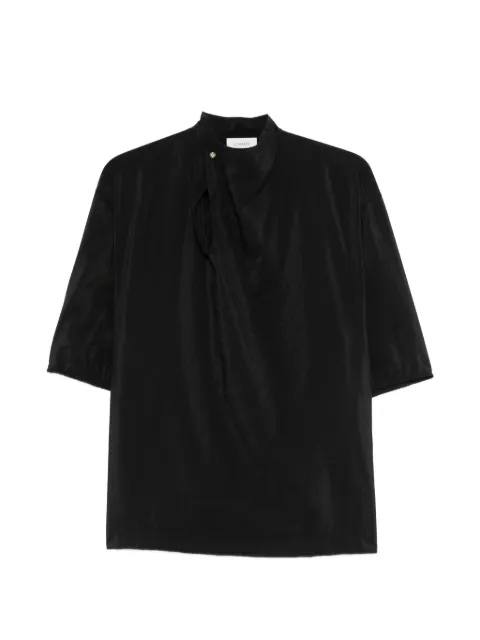 LEMAIRE soft collar top in dry silk Black SH1217LF1308