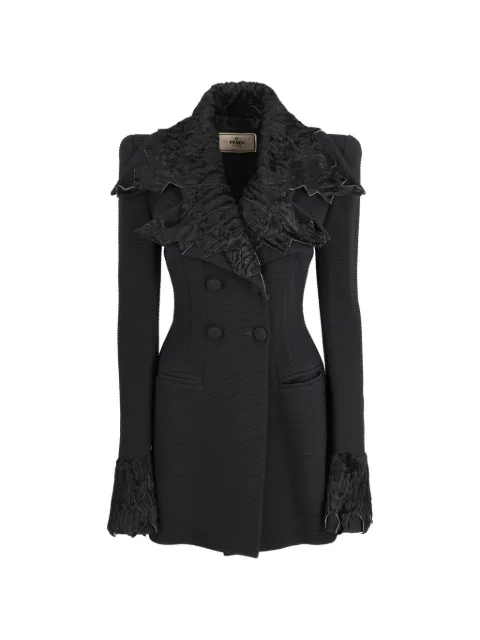 Fendi Pre-Owned ruffled double-breasted coat Black W251160