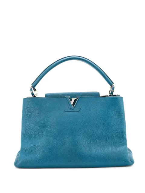 Louis Vuitton Pre-Owned Capucines Bag Leather MM satchel Blue 2KY0SUHY6B2QK37C