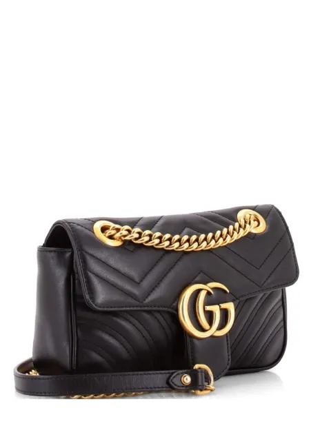 Gucci Pre-Owned GG Marmont Flap Bag Matelasse Leather Small crossbody bag Black XK070YOHPGZGJ9DJ
