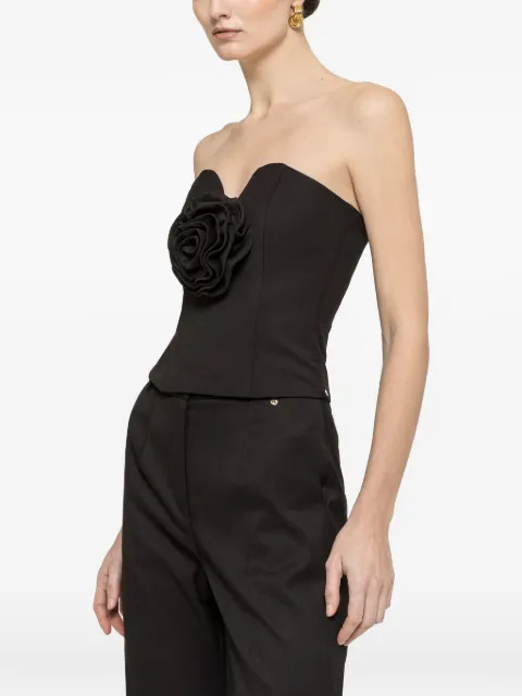 NISSA floral-appliqué corset top Black TOP16524