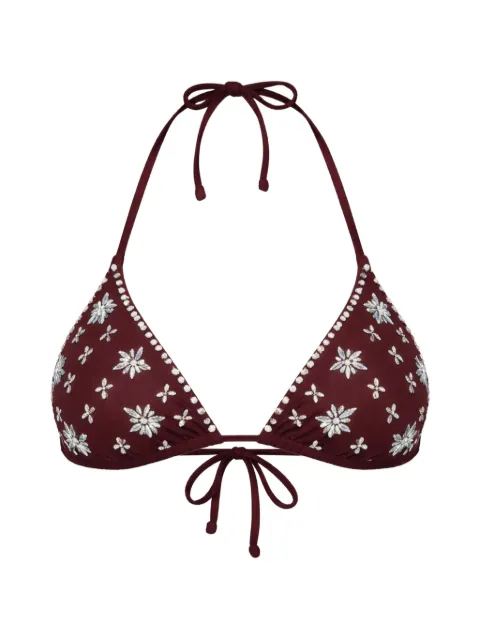 TWINSET embroidered triangle-shape bikini top Purple 261LBMC22
