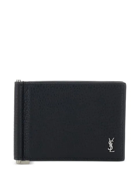 Saint Laurent logo calf wallet Blue 863631AAELP