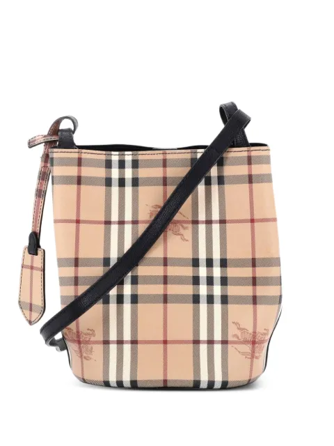 Burberry Pre-Owned Lorne Haymarket Coated Canvas Small bucket bag Brown ZZD12GPQ6BXVFE57