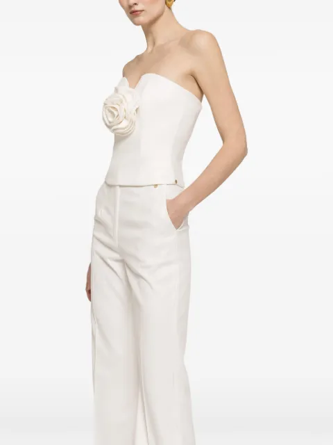 NISSA floral-appliqué corset top White TOP16524