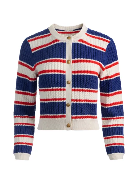 alice + olivia Dollie striped cardigan White CC603546704