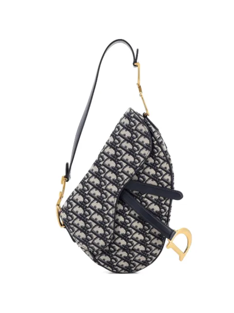 Christian Dior Pre-Owned Saddle Handbag Oblique Canvas Medium shoulder bag Blue BX7HM5IJBCC4XQYV