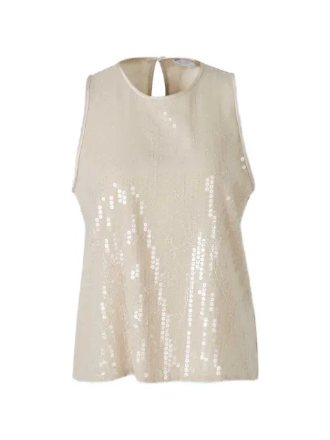 Peserico sequin-embellished sleeveless top Neutrals A0812903702GEROGETTECONRICAMODIPAILLETTEALLOVER