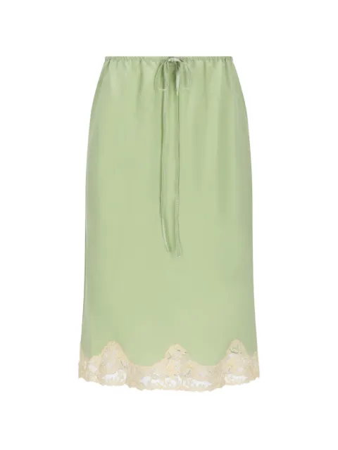 Saint Laurent lace trim midi skirt Green 856886Y100W
