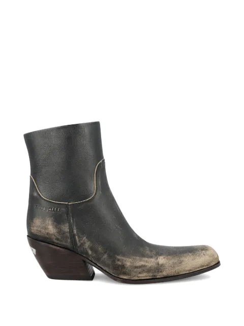 Balenciaga Memphis distressed calf-length cowboy boots Black 853787WB227