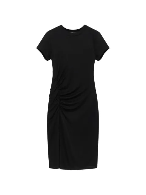 ANINE BING Vida gathered slit midi dress Black A0212032