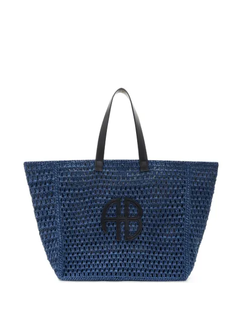 ANINE BING large Rio logo-appliqué tote bag Blue A1311832