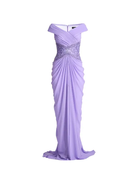 Tadashi Shoji draped embroidered dress Purple CJI26162LLVDMT