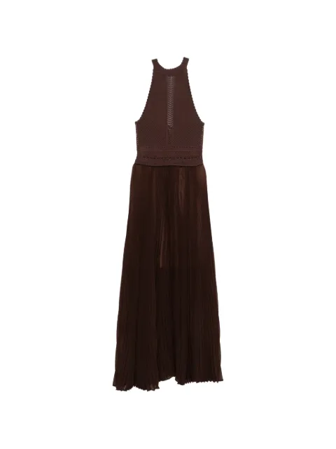 TWINSET long knit and pleated georgette dress Brown 261TT3191
