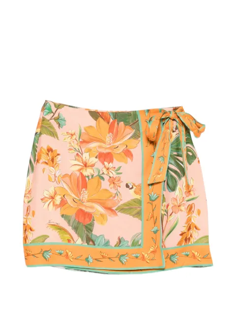 FARM Rio floral-print wrap-style skirt Pink 356448