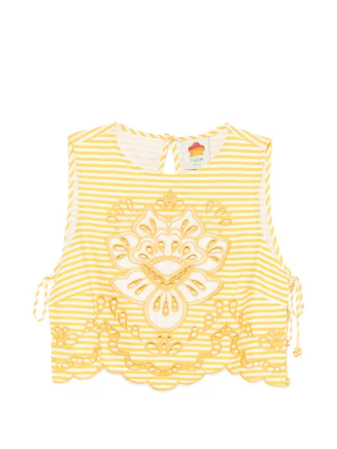 FARM Rio embroidered striped top Yellow 355808