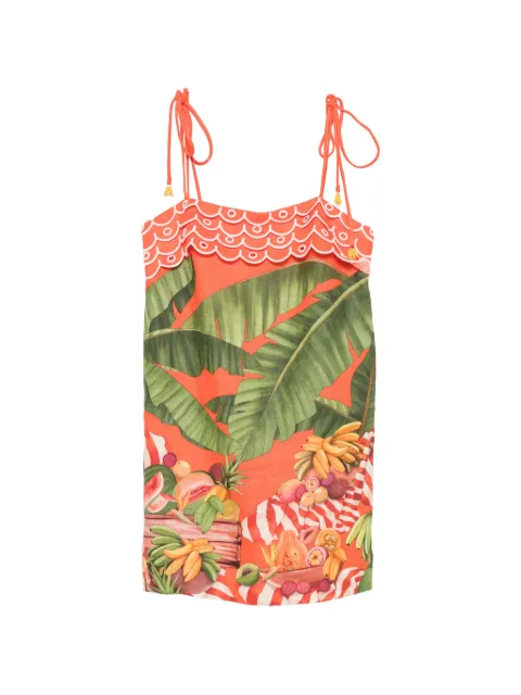 FARM Rio fruit-print tie-strap mini dress Orange 363559