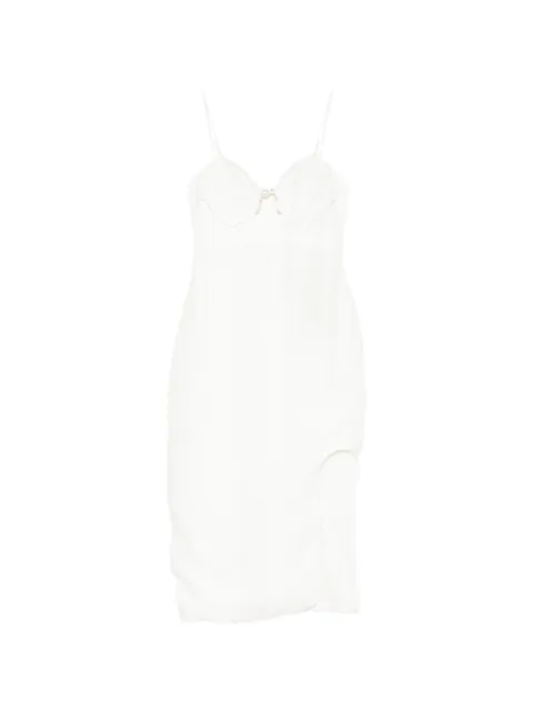 FARM Rio shell-detail bodice pearl midi dress White 355384