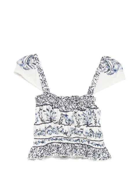 FARM Rio floral-print gathered blouse White 363528