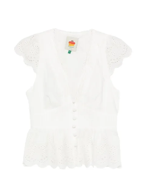 FARM Rio embroidered peplum blouse White 356484