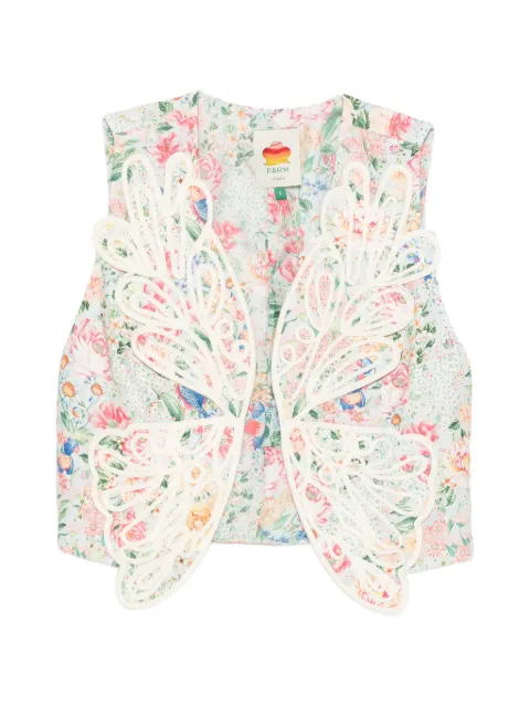FARM Rio Rendeira butterfly-appliqué vest White 355812