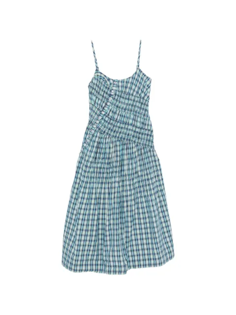 DAMSON MADDER Lyra shirred checked midi dress Blue SS26DM3362
