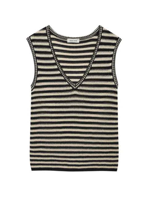 ANINE BING Lowen striped V-neck vest Black A0911919
