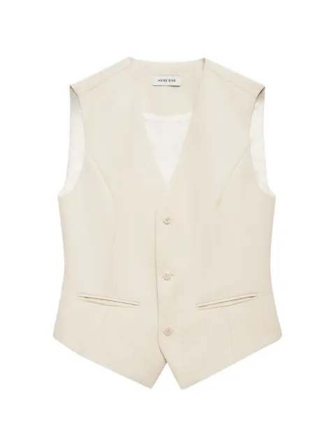 ANINE BING Mario button V-neck waistcoat Neutrals A0112175