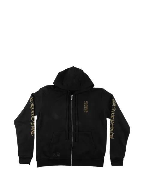 Chrome Hearts vertical-logo zip-up hoodie Black CHRM0852