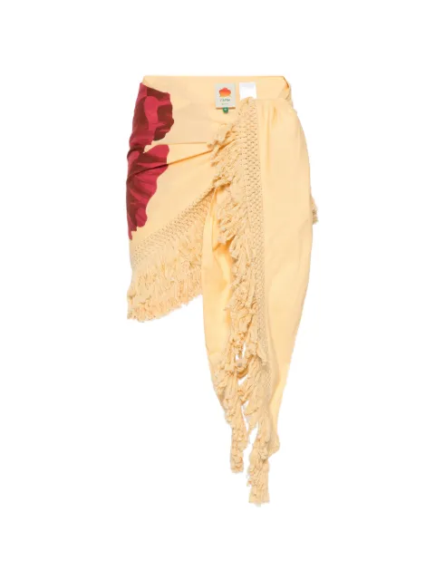 FARM Rio floral-print fringed-hem sarong Orange 260410