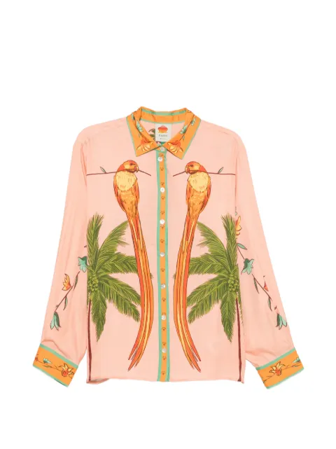 FARM Rio birds-print long-sleeve shirt Pink 356447