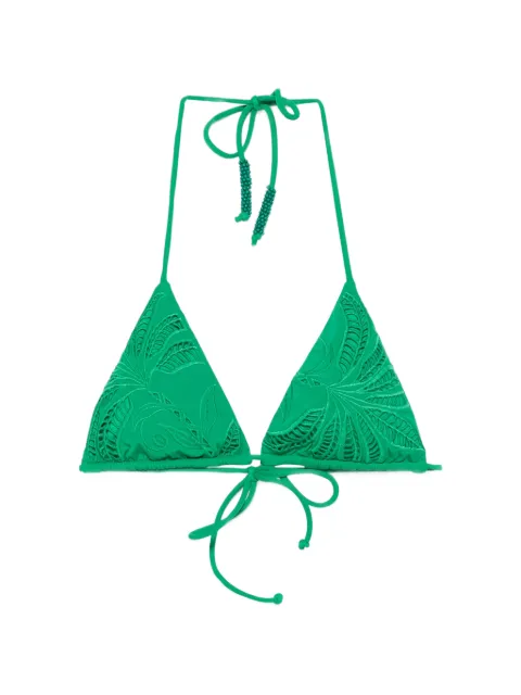 FARM Rio embroidered triangle bikini top Green 260106