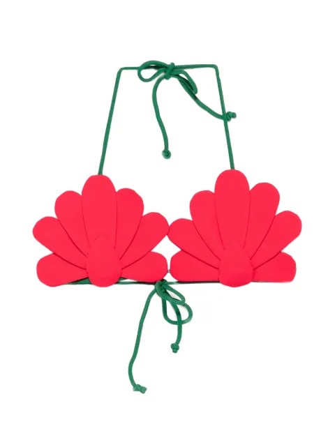 FARM Rio scalloped-edge triangle bikini top Green 260103