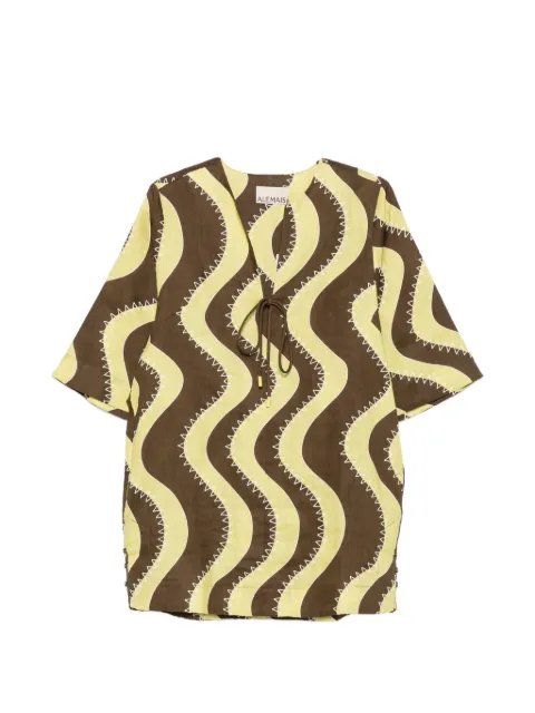 ALEMAIS Frankie wave-print mini dress Brown 7327D