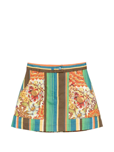 ALEMAIS Charlie floral-print striped skirt Brown 7214S