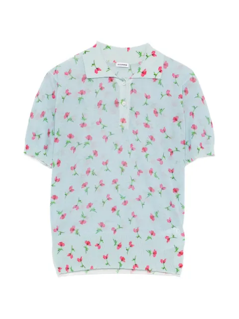 Jil Sander floral polo top Blue J03GL0117J15480