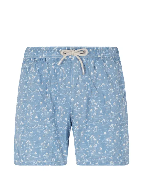 MC2 Saint Barth Lighting Micro toile-print swim shorts Blue LIGHTINGMICRO098