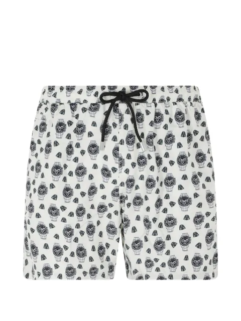 MC2 Saint Barth graphic-print drawstring swim shorts White LIG0003