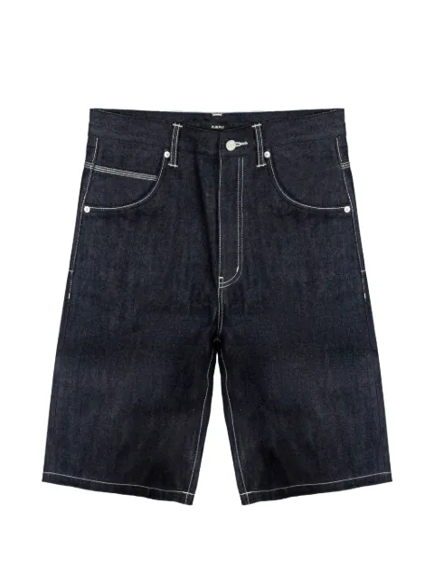 Purple Brand contrast-stitch denim shorts Blue P070RTLS226